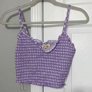 lilac plaid print cropped tank